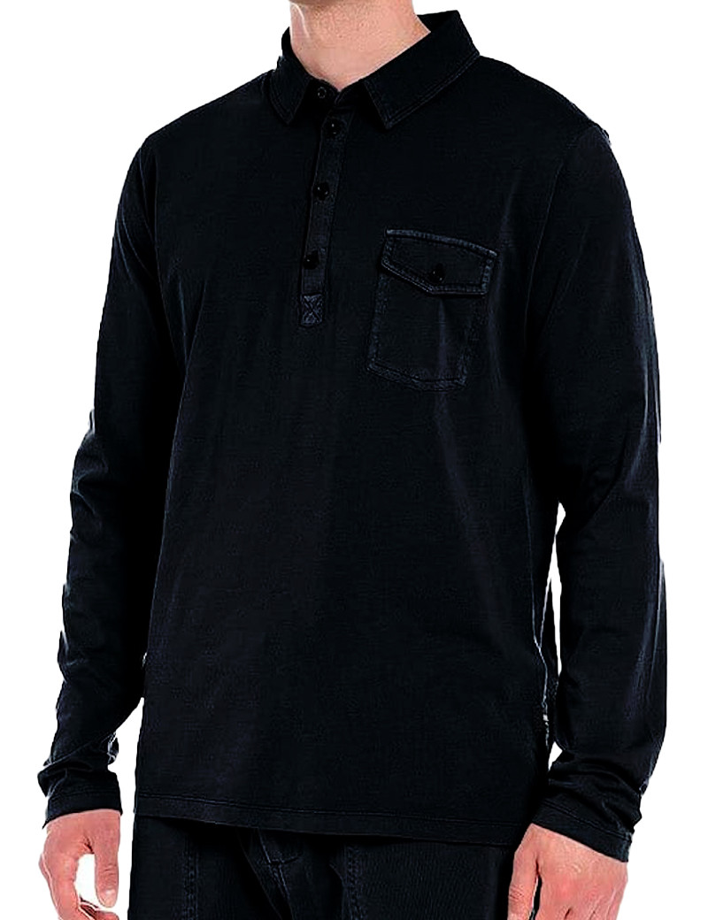 REPLAY POLO HOMME MANCHES LONGUES NOIR