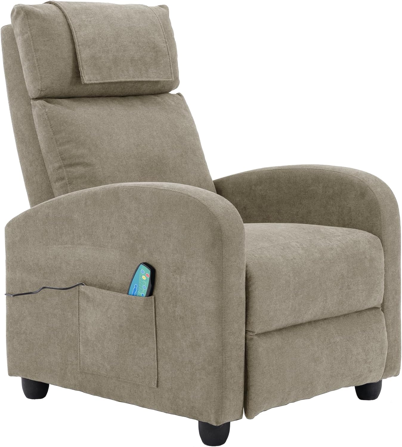 Relaxsessel Ergonomisch Massagefunktion, Einzelsofa Liegefunktion mit Heizung, Lesesessel Fernsehsessel Körper Vibration Sessel, Gesund Loungesessel Polstersessel, 67.5X87X100 cm (Beige)