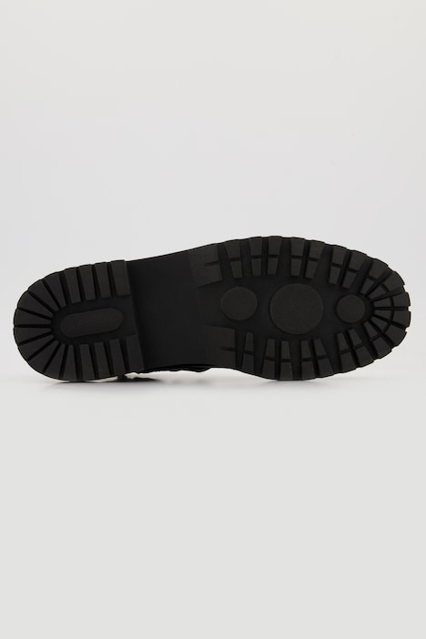 Chunky Leder-Boots, doppelte Schnalle, Weite H