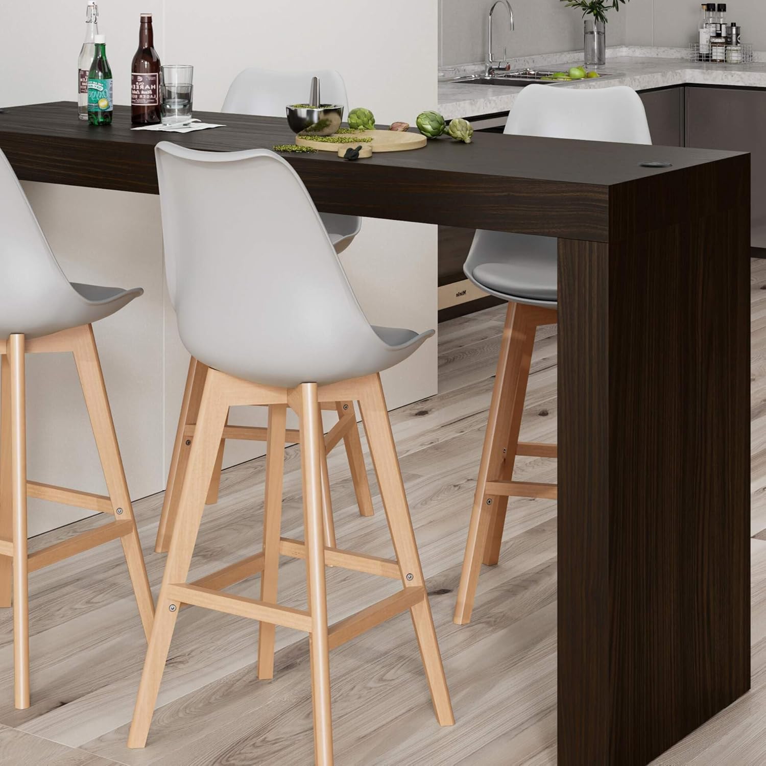 MOBILI FIVER, Evolution Küchenhalbinsel 180x60 Nussbaum Dunkel, kabelloses Ladegerät, Made In Italy