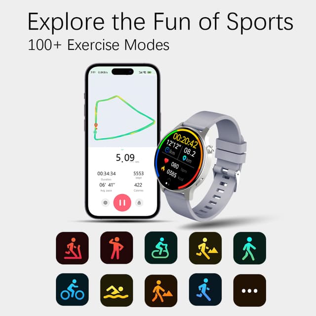 Rose Gold Smartwatch med avanceret sundheds- og fitnesssporing Sølv