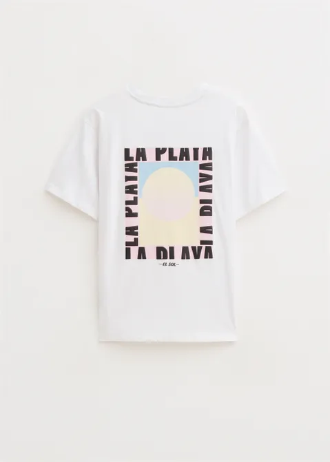 T-shirt met print playa wit (WIT)
