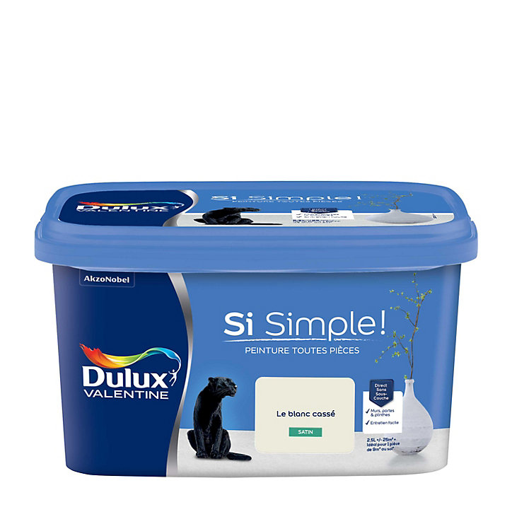 Peinture intérieure blanche Si Simple ! Dulux Valentine satin le blanc cassé 2.5L