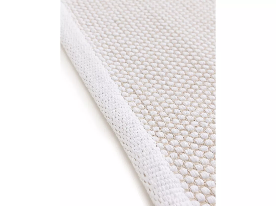 Tapis de couloir en coton tissé main Ron Blanc 80x250 cm