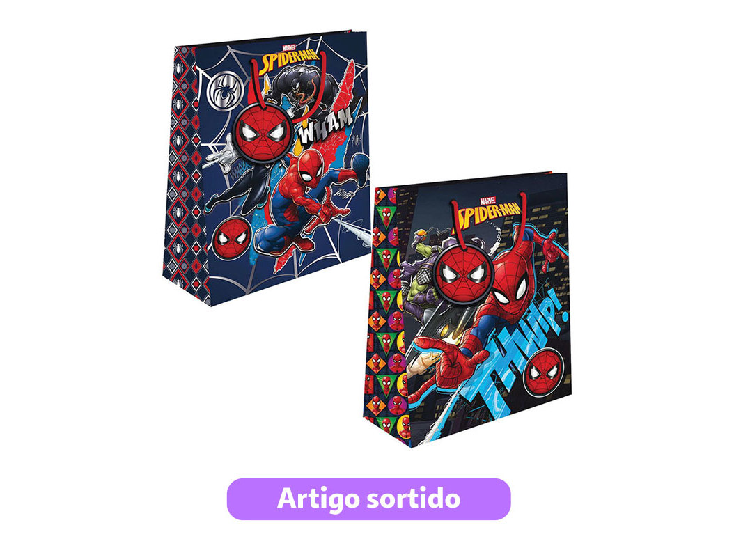 SACO EMBRULHO SPIDER-MAN PEQUENO 18X23X11CM MODELOS SORTIDOS