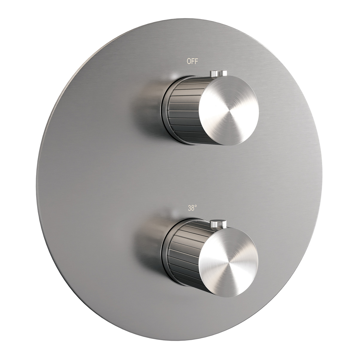 Brauer Stripe 3-weg inbouwthermostaat rond RVS geborsteld PVD
