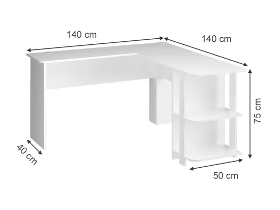 Bureau D'angle Blanc 140 X 75 X 140 Cm (lxhxp)