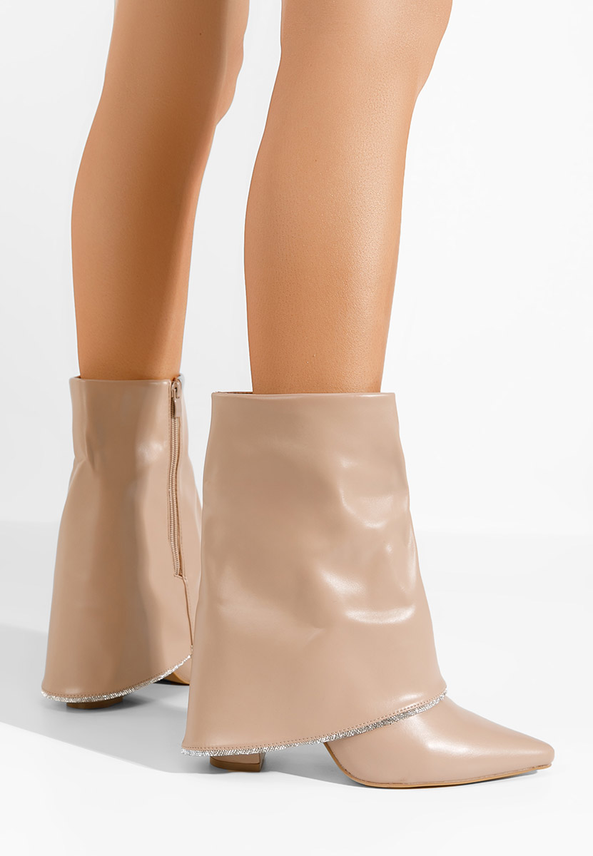 Bottes à talon carré beige Aveis