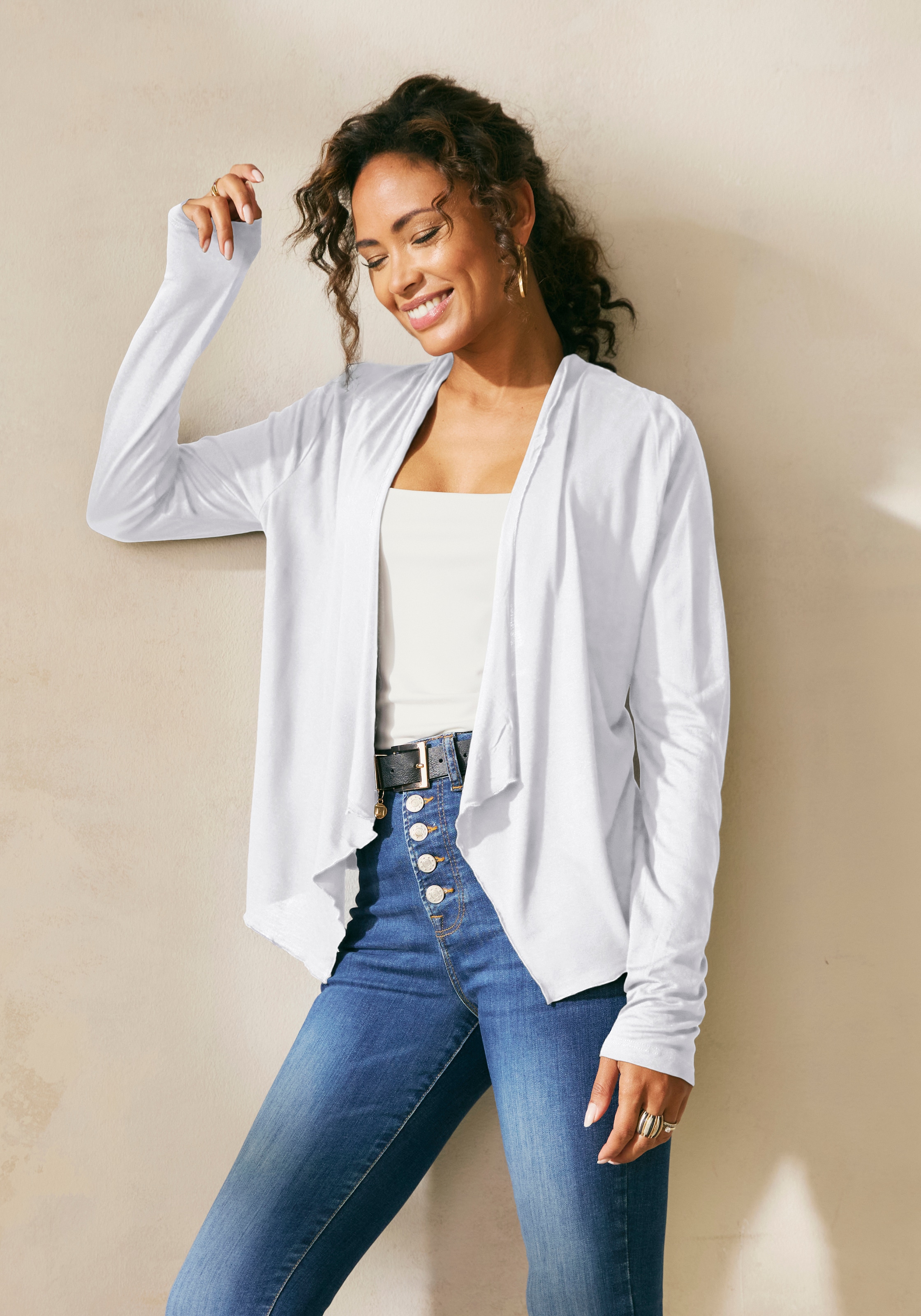 LASCANA Shirtjacke , in offener Form, Strickjacke aus Jersey, Sommerjacke, Cardigan