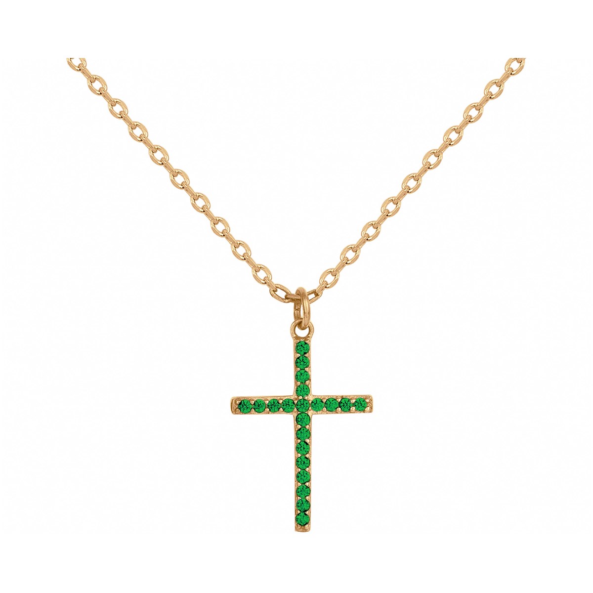 Collier en Plaqué Or avec oxyde de zirconium vert emeraude