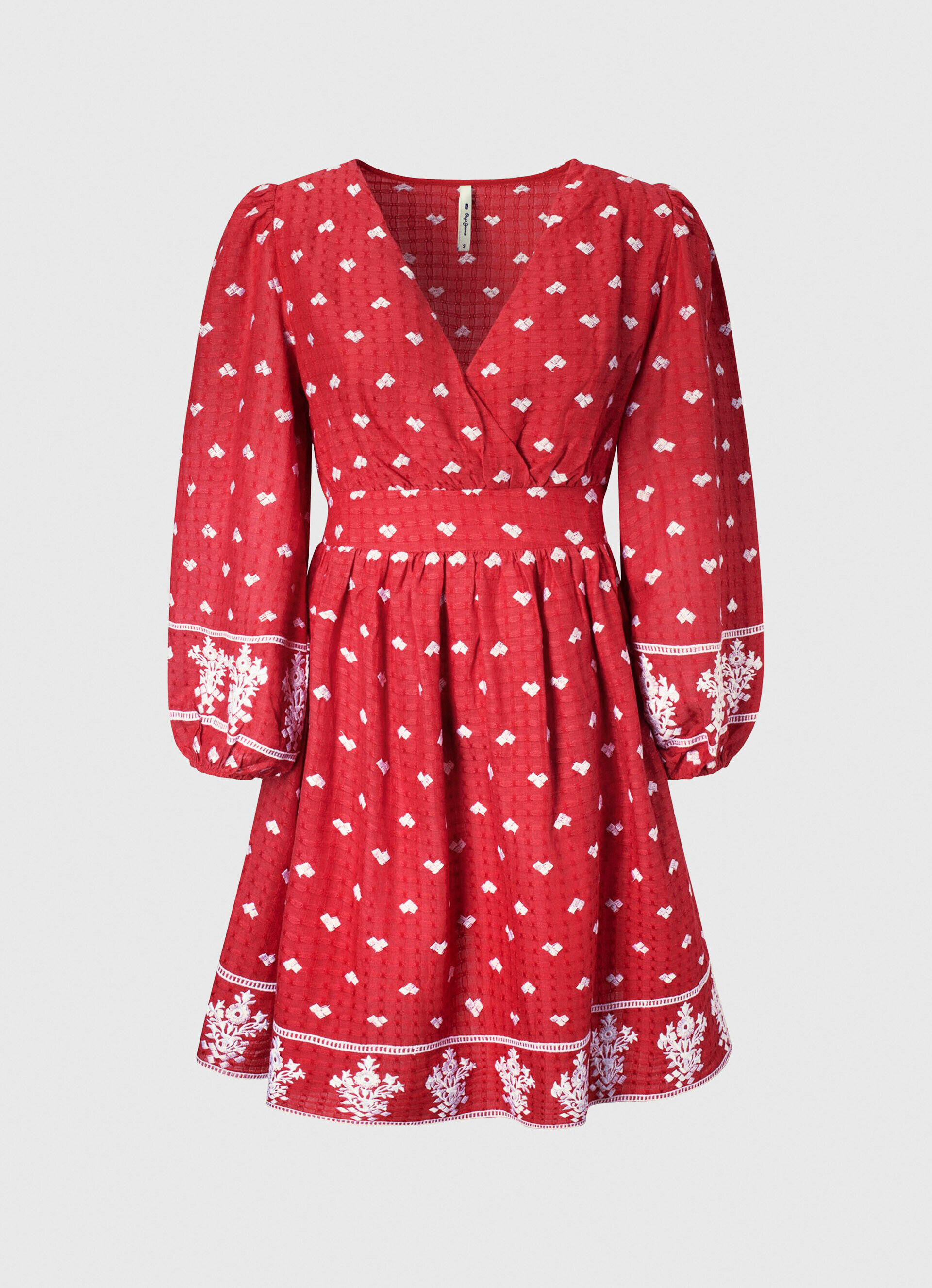 VESTIDO COM DETALHES BORDADOS - vermelho estúdio