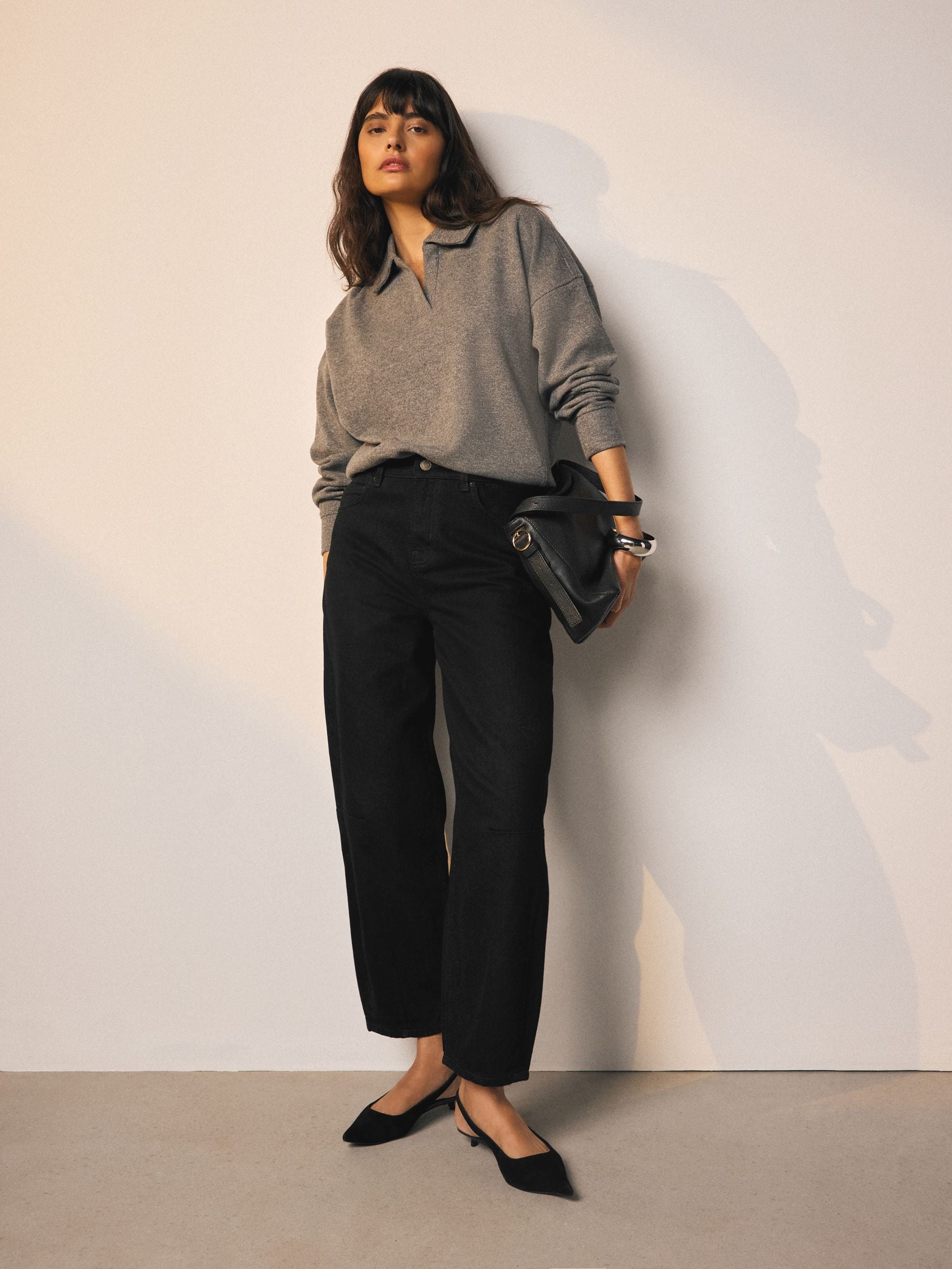 Zwart - Barrel jeans met dartdetail