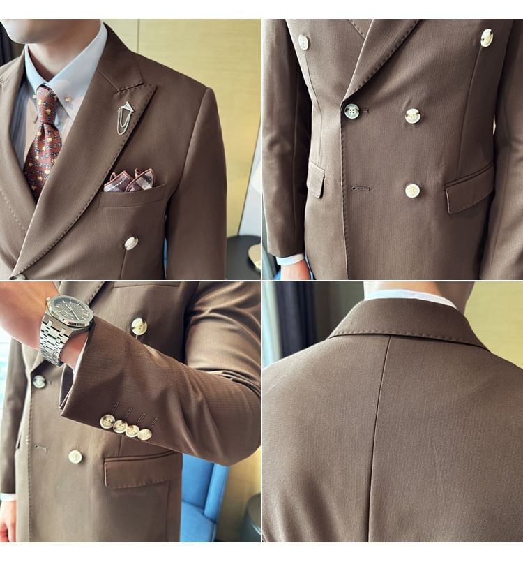 Blueforce - Set: Blazer met dubbele rij knopen en hoge revers + vest + rechte broek met hoge taille