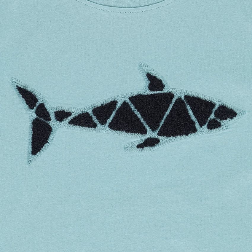 T-shirt manches courtes avec broderie effet bouclé fantaisie pour garçon - Bleu