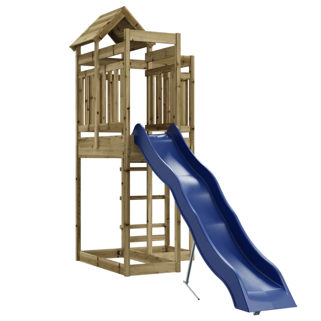 Aire de jeux d'extérieur balançoires toboggan portiques robuste jeux jardin 107 x 292 x 238 cm bois de pin imprégné 02_000467