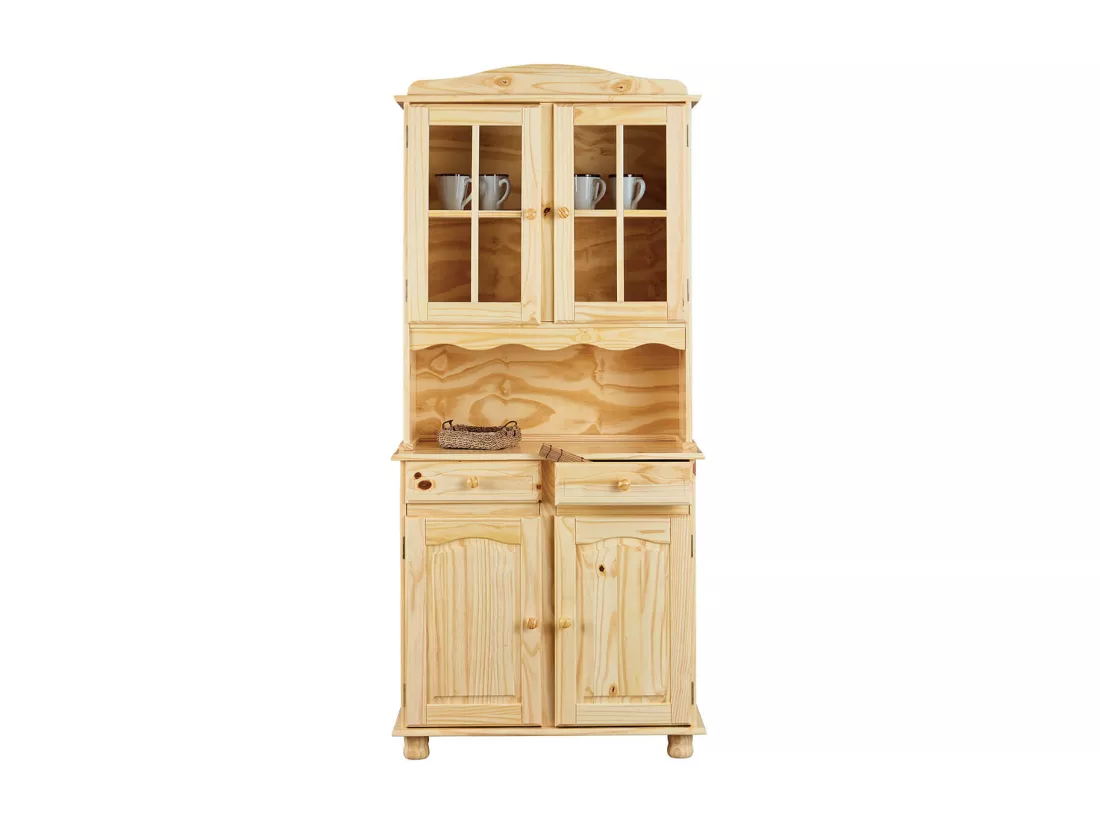 STAN - Buffet Vaisselier 4 Portes 2 Tiroirs Bois Massif