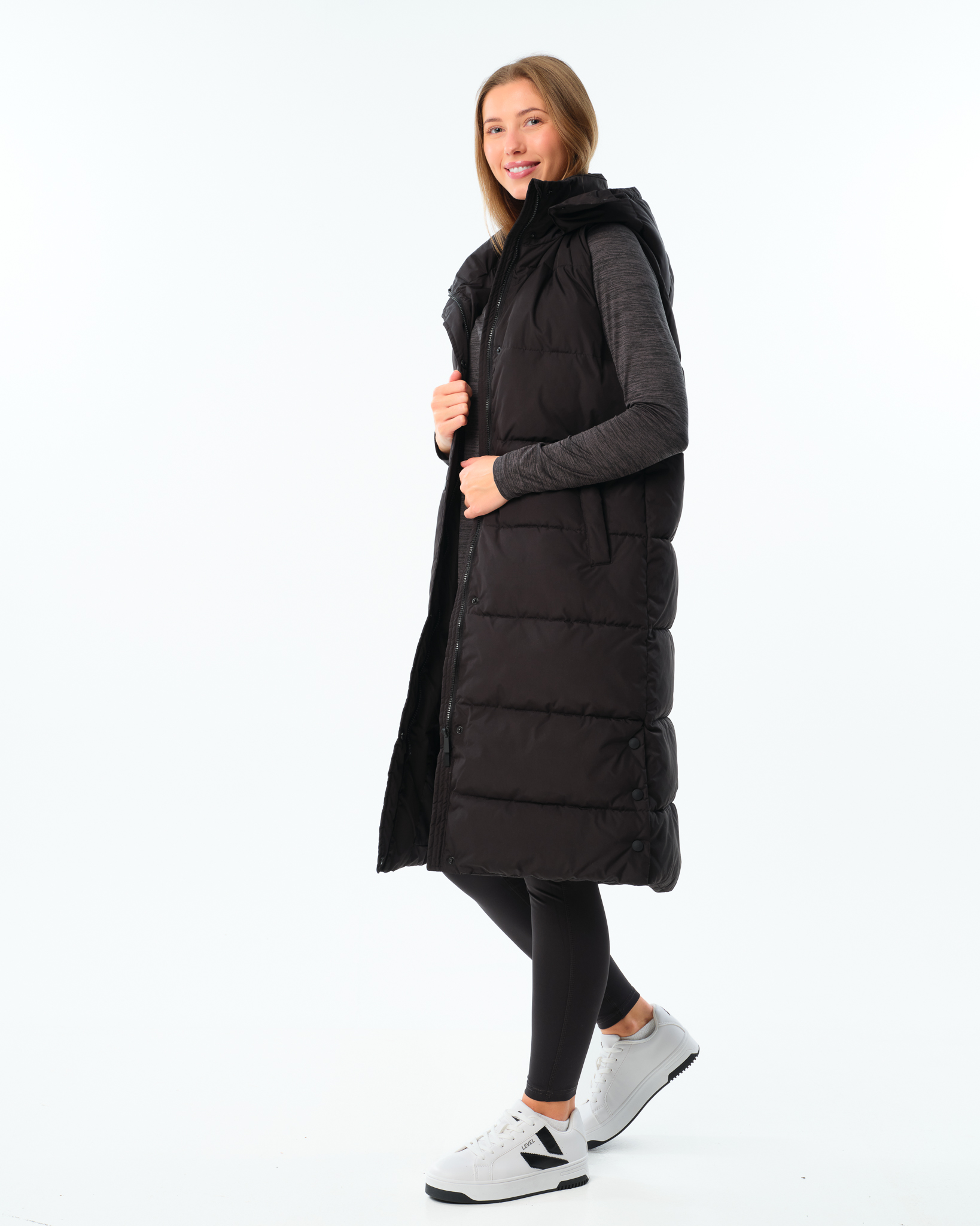 LEVITY Matilda Long Puffer Vest Black