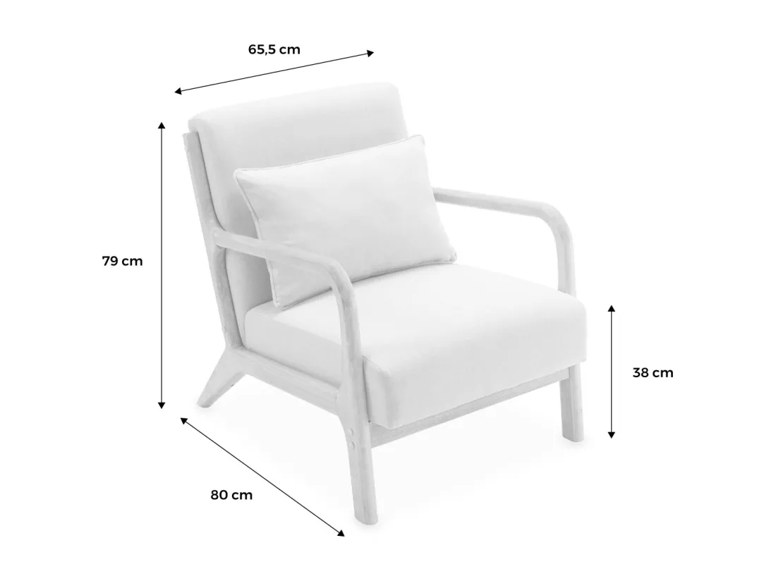 Fauteuil à bouclettes . pieds bois d'hévéa teinté noyer clair. 1 place droit fixe. pieds compas scandinave. structure en bois solide