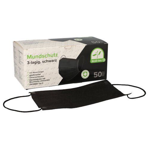 Medi-Inn Mundschutz Atemschutz mit Elastikbändern und Nasenbügel Typ II 3-lagig