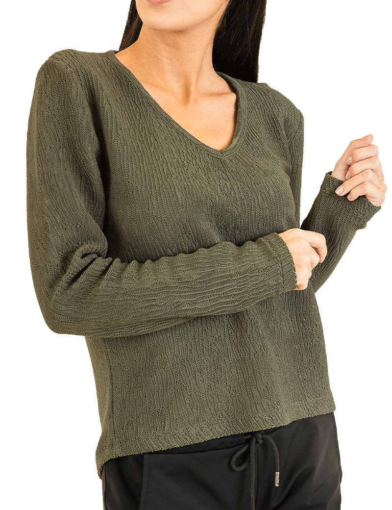 HBT BASICS ESSENTIELS | IBIZA PULL FEMME KAKI
