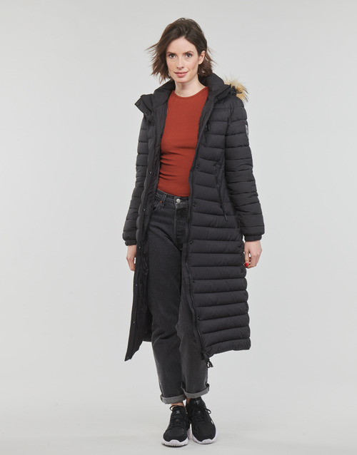 Superdry - FUJI HOODED LONGLINE PUFFER - Noir