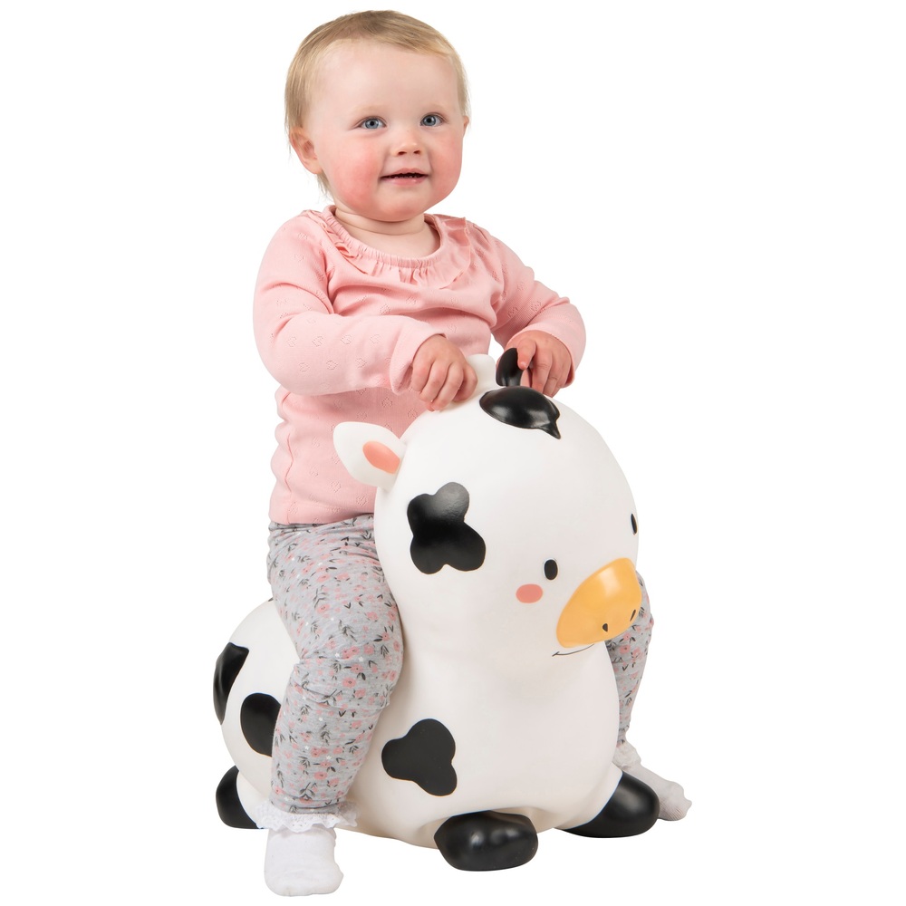 Aufblasbarer Kuhhüpfer von Big Steps Play, schwarz-weiß