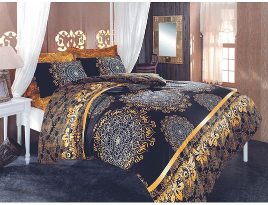 CONCEPT1 - Parure de lit housse de couette Osmanli 240x220cm + 2 taies 60x60 jaune