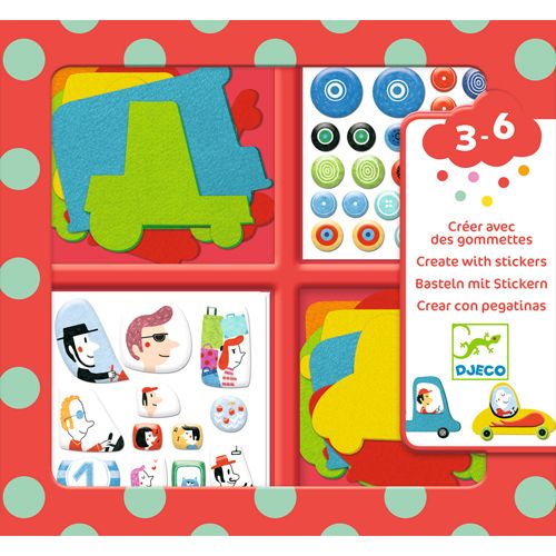 Djeco knutselset creëren met stickers - auto's