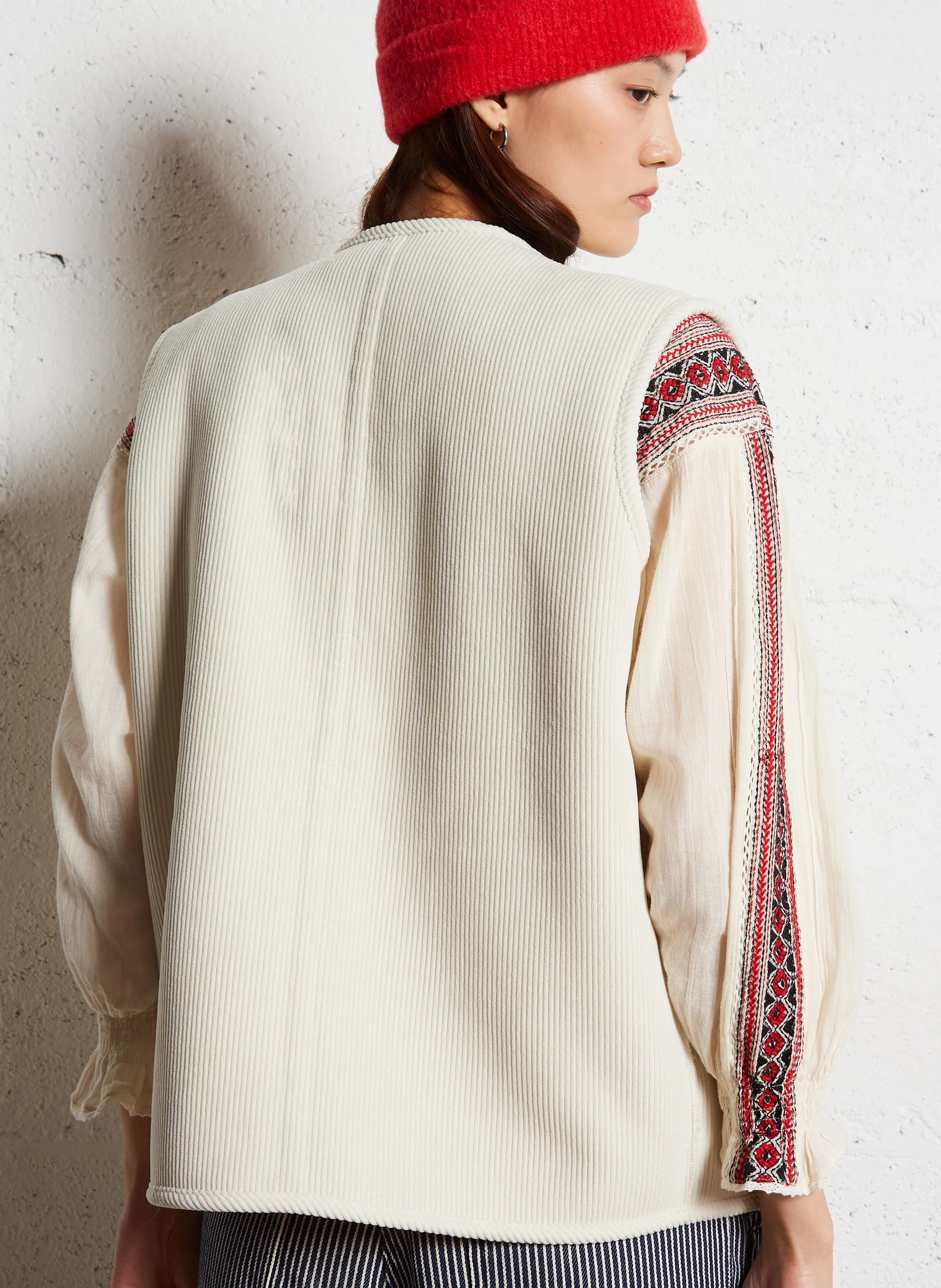 BARNEY - Veste col rond en sherpa réversible | Beige