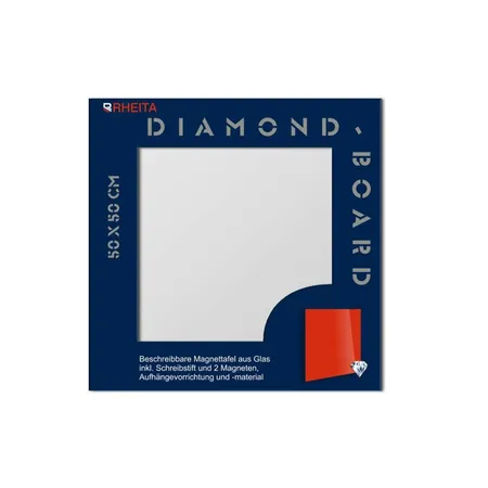 Rheita Glas Magnettafel incl. Magnete + Stift, 50 x 50 cm, weiß