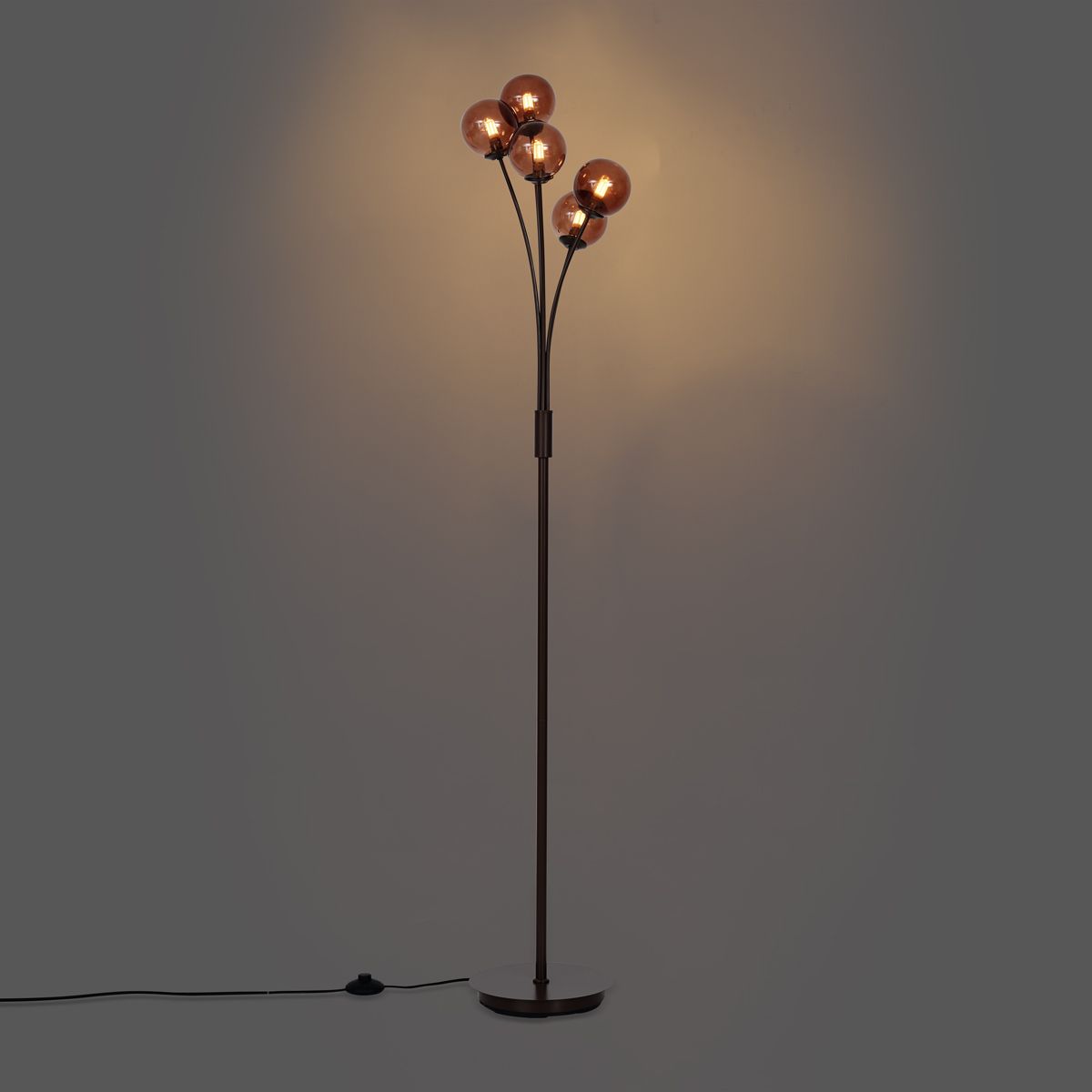 Design vloerlamp brons met brons glas 5-lichts - Athens
