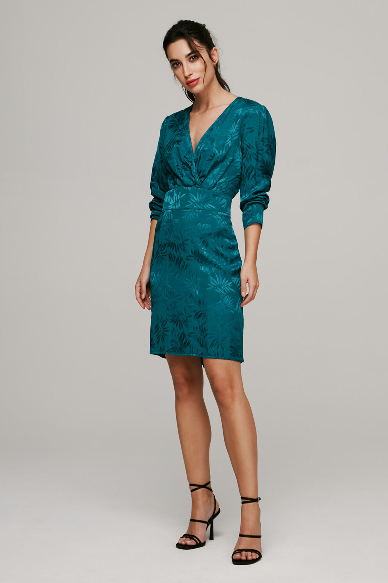Vestido de cetim jacquard - Verde