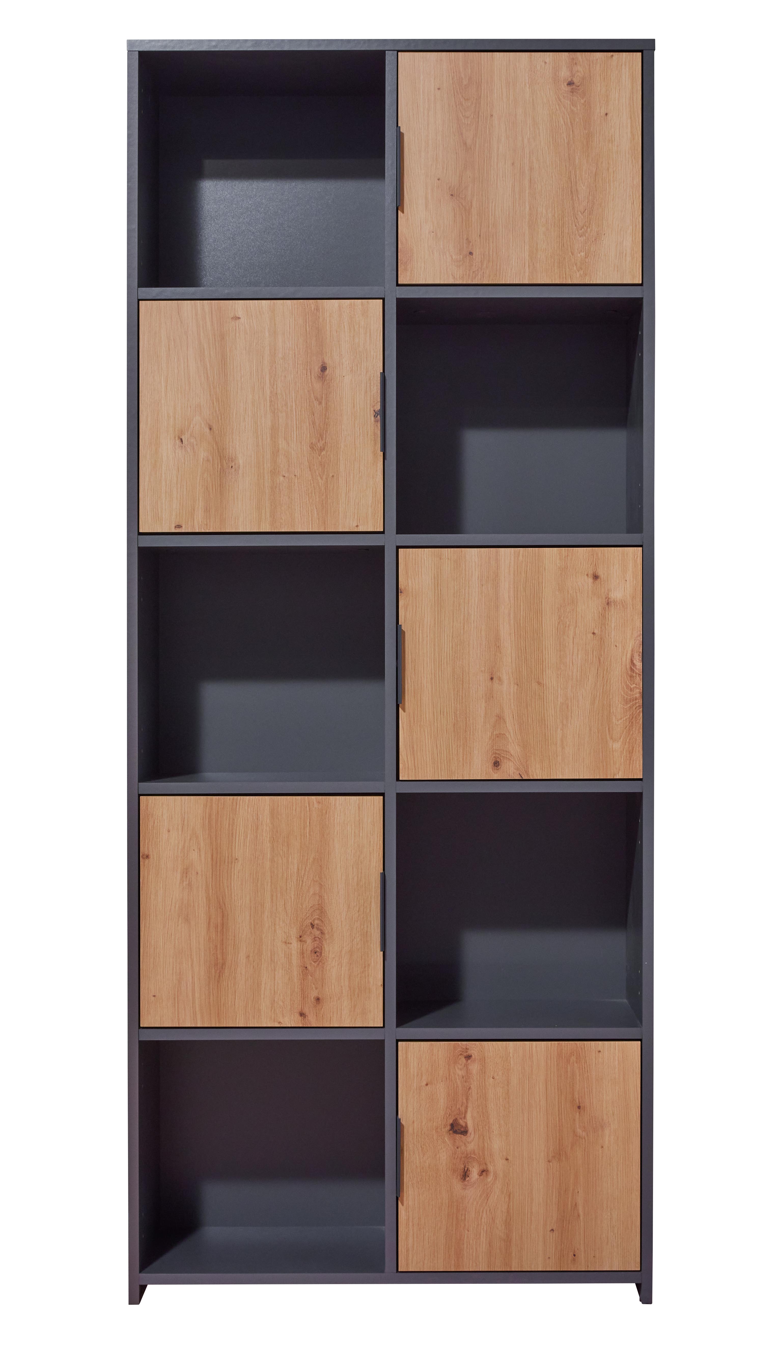 Inter Link Bücherregal Standregal Pepeto -versch. Ausführungen -Anthrazit und Eiche Artisan Nachbildung