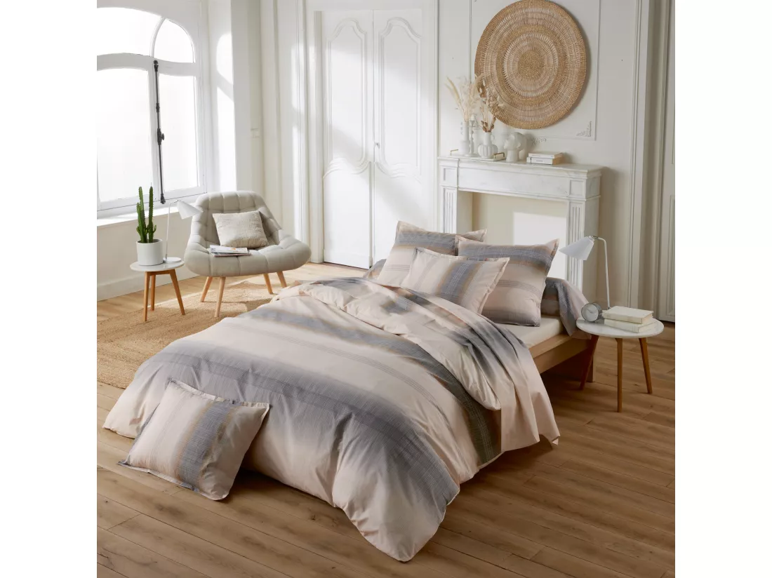 Housse de couette 300x240 cm percale coton ESTEBAN Beige