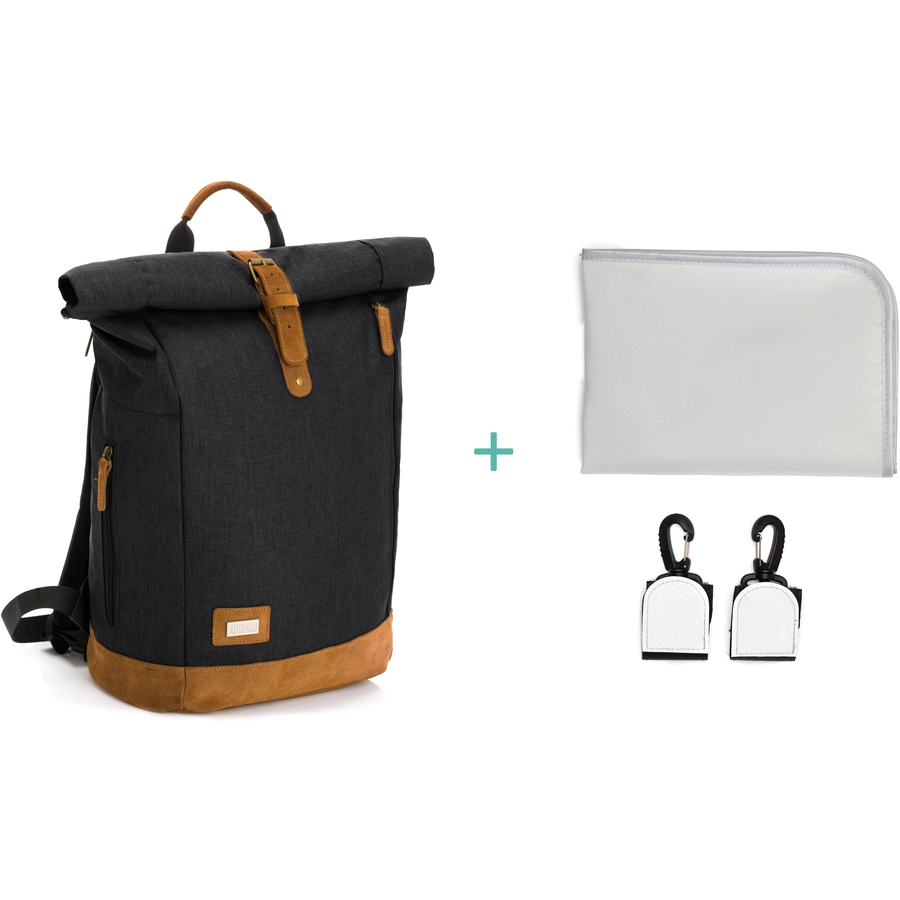 fillikid Wickelrucksack Rolltop Berlin Schwarz Melange
