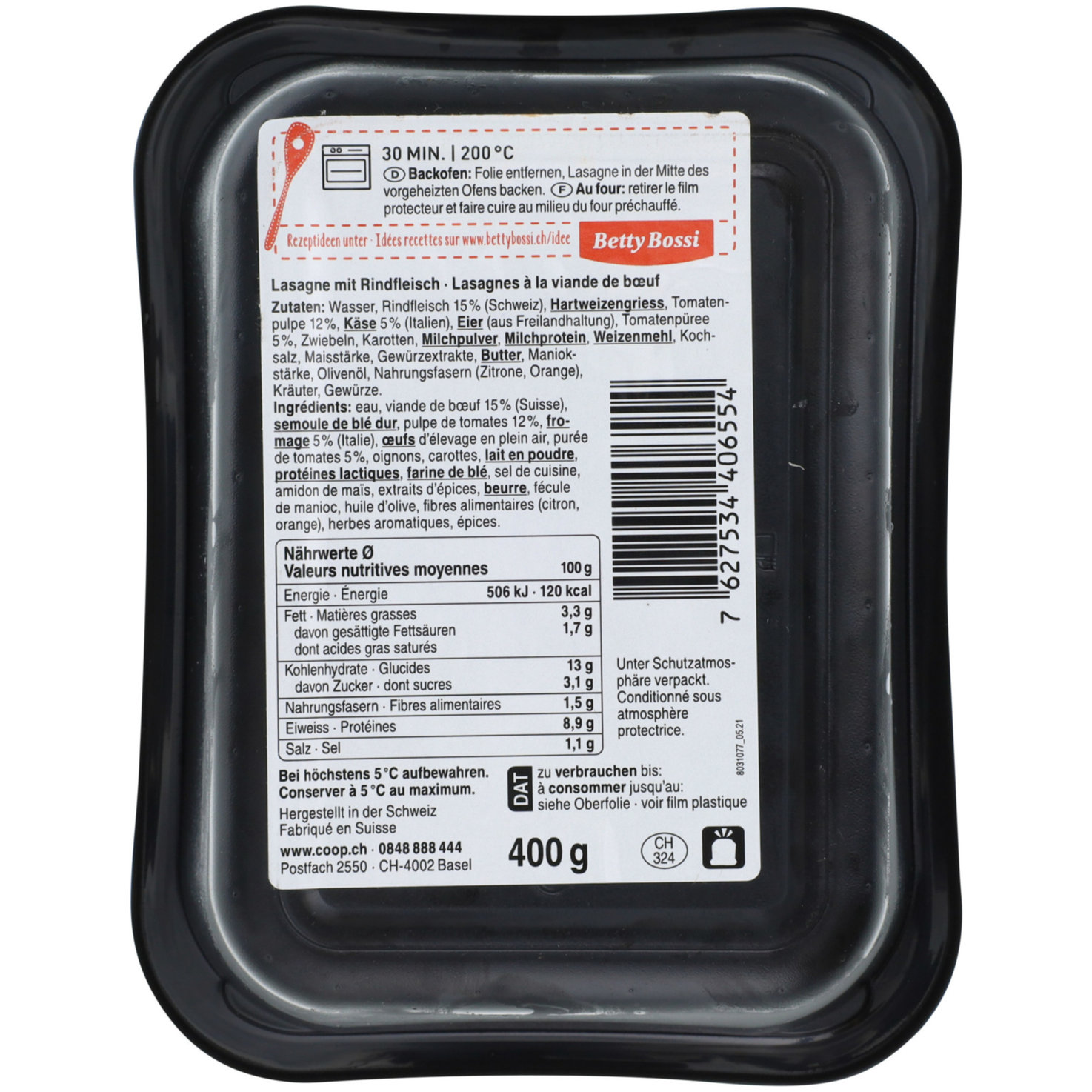 Betty Bossi Lasagne Bolognese Rind