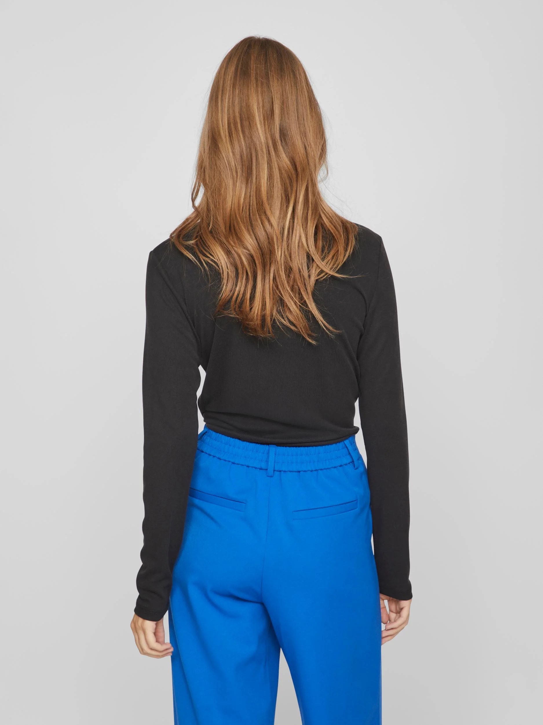 Vila  Vilulu Rib langærmet t-shirt - sort