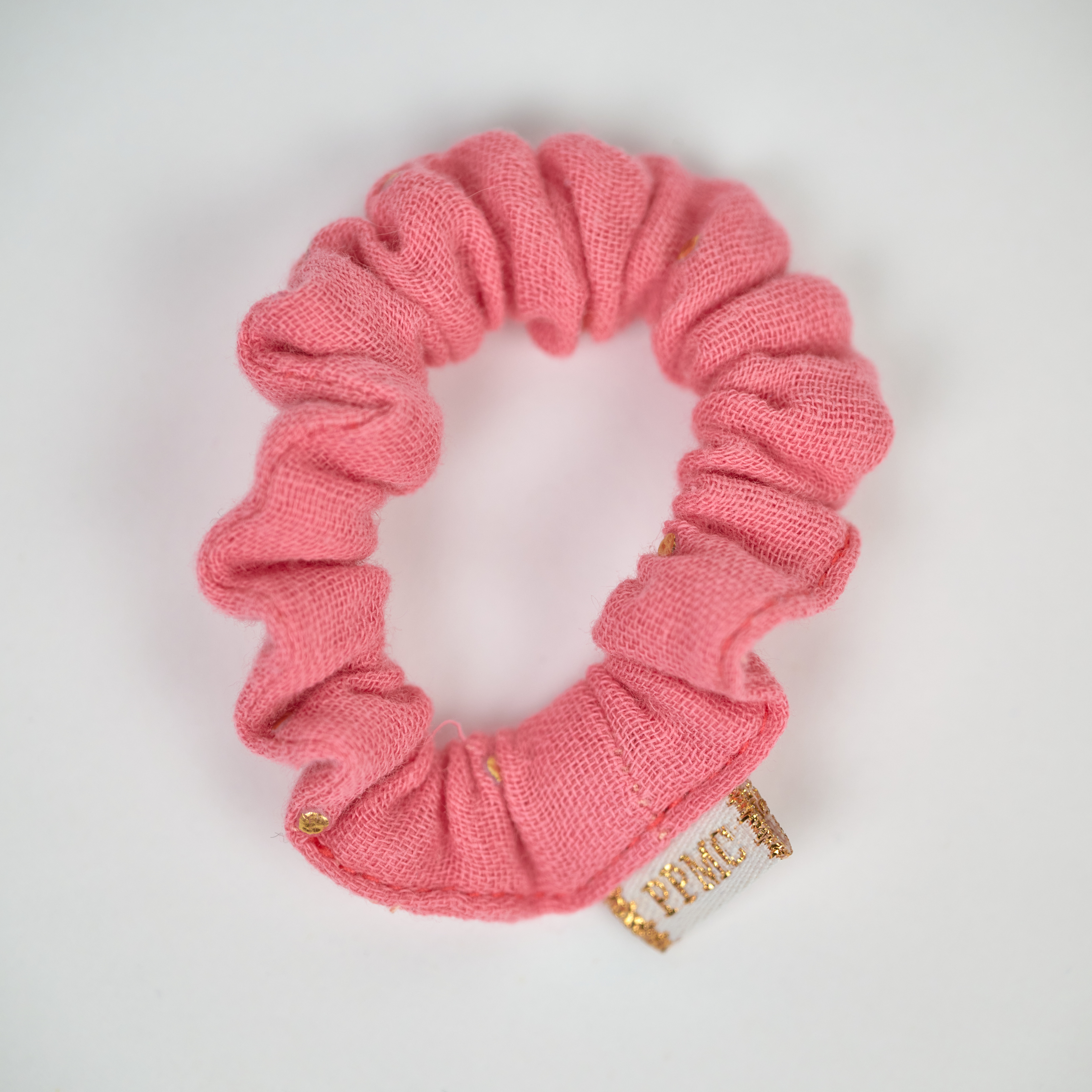 Mini Chouchou Gaze Pois Or Rose Sorbet