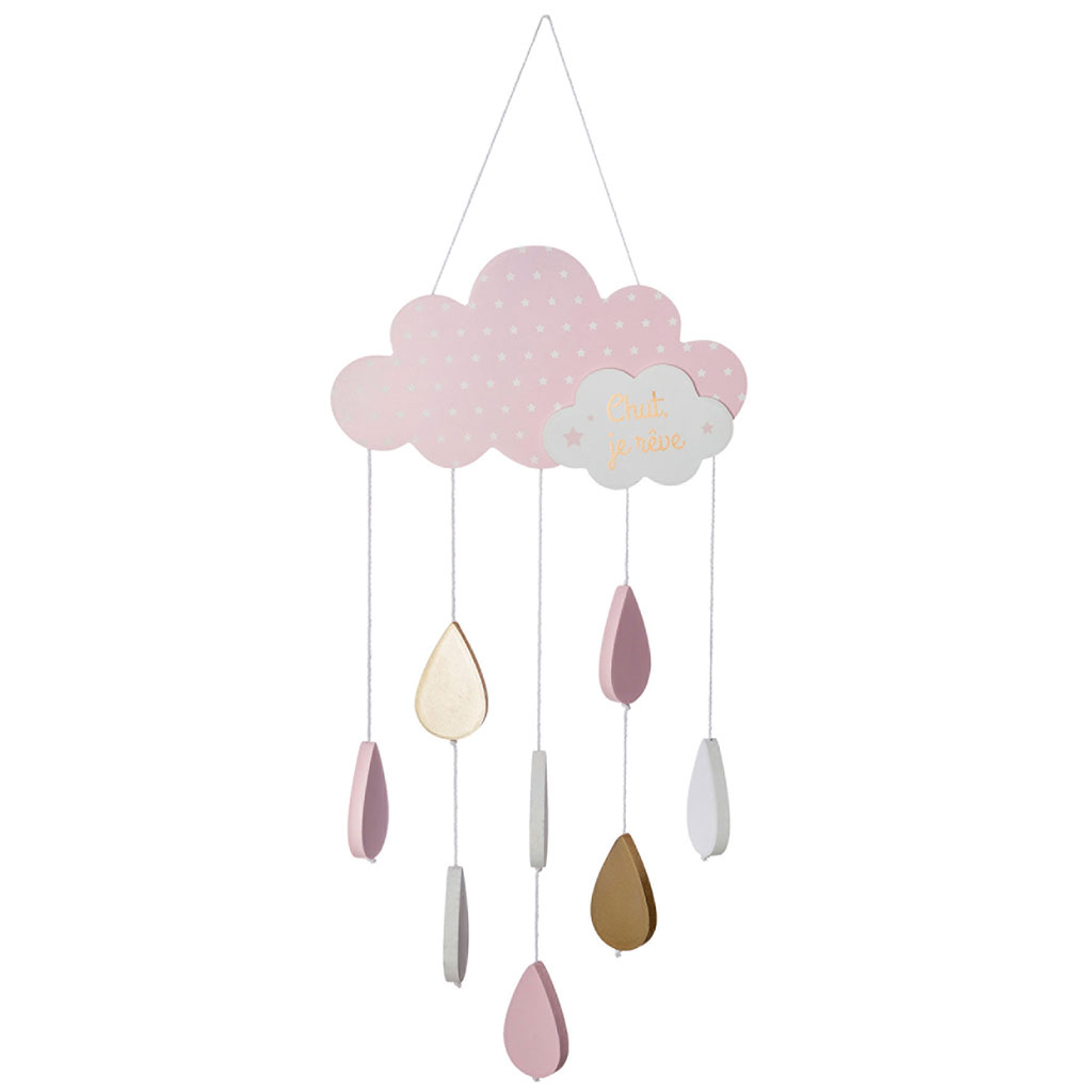 Suspension nuage rose 23.8x57.5cm