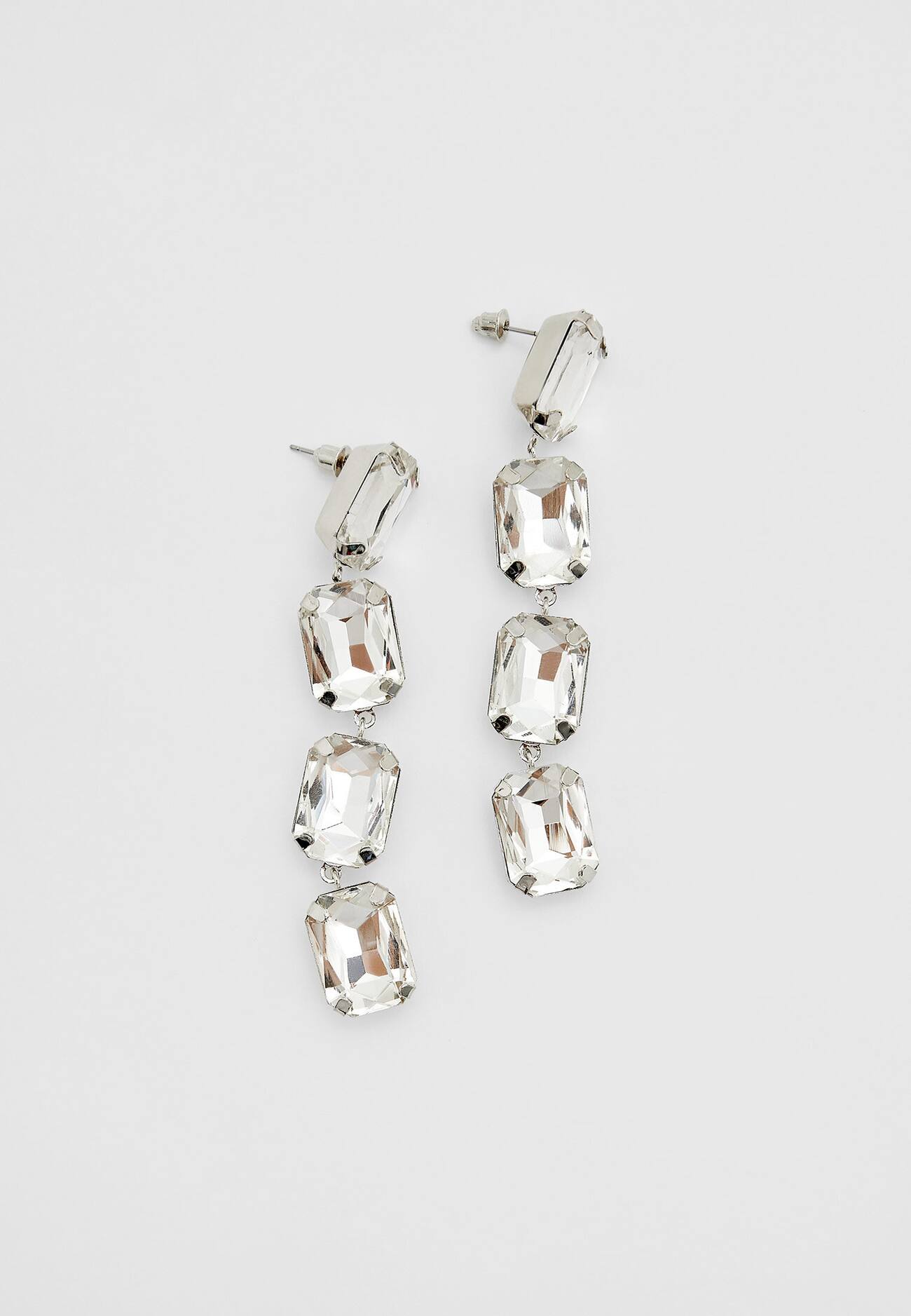 Brincos geométricos com strass