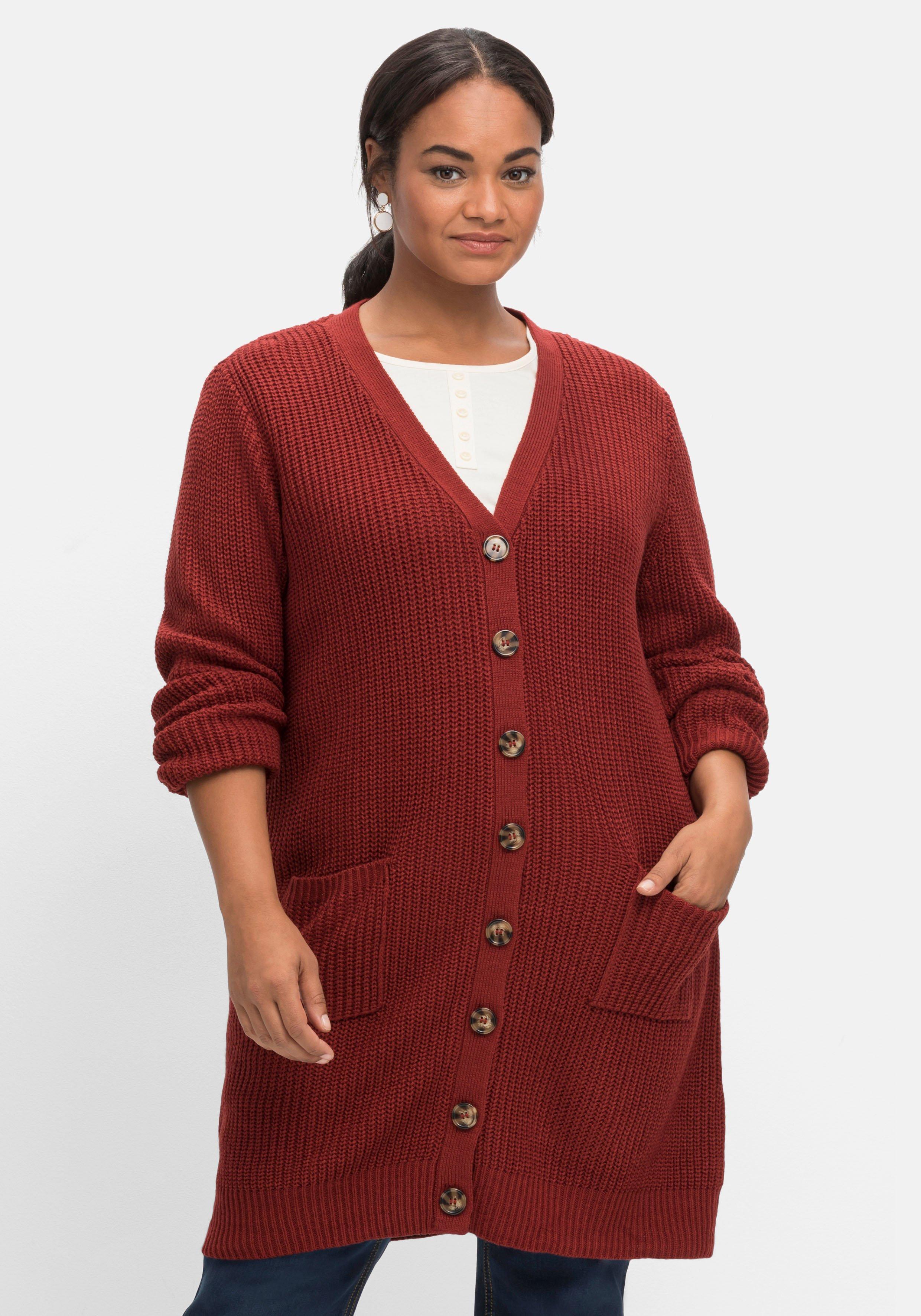 Longstrickjacke mit tiefem V-Ausschnitt, soft