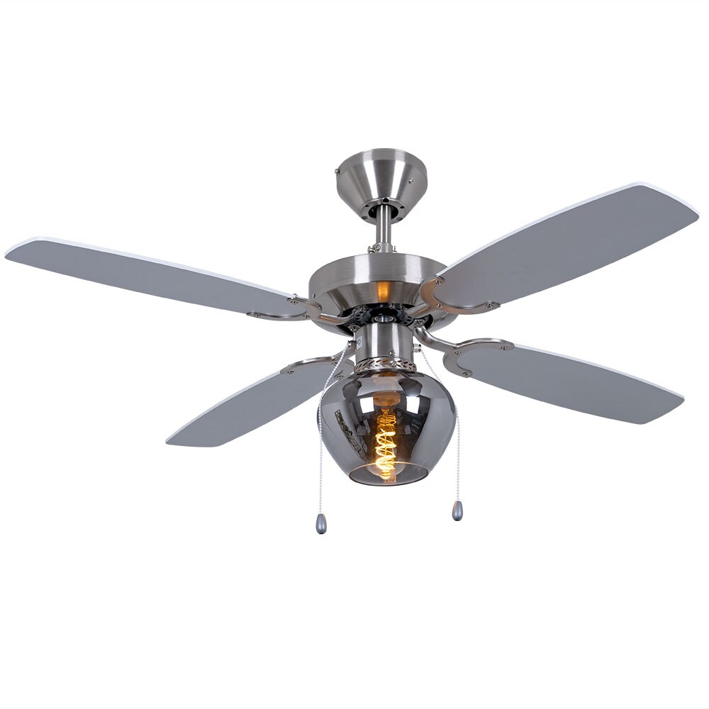 Deckenventilator, Retro-Look, Silber, Zugschalter, D 105 cm