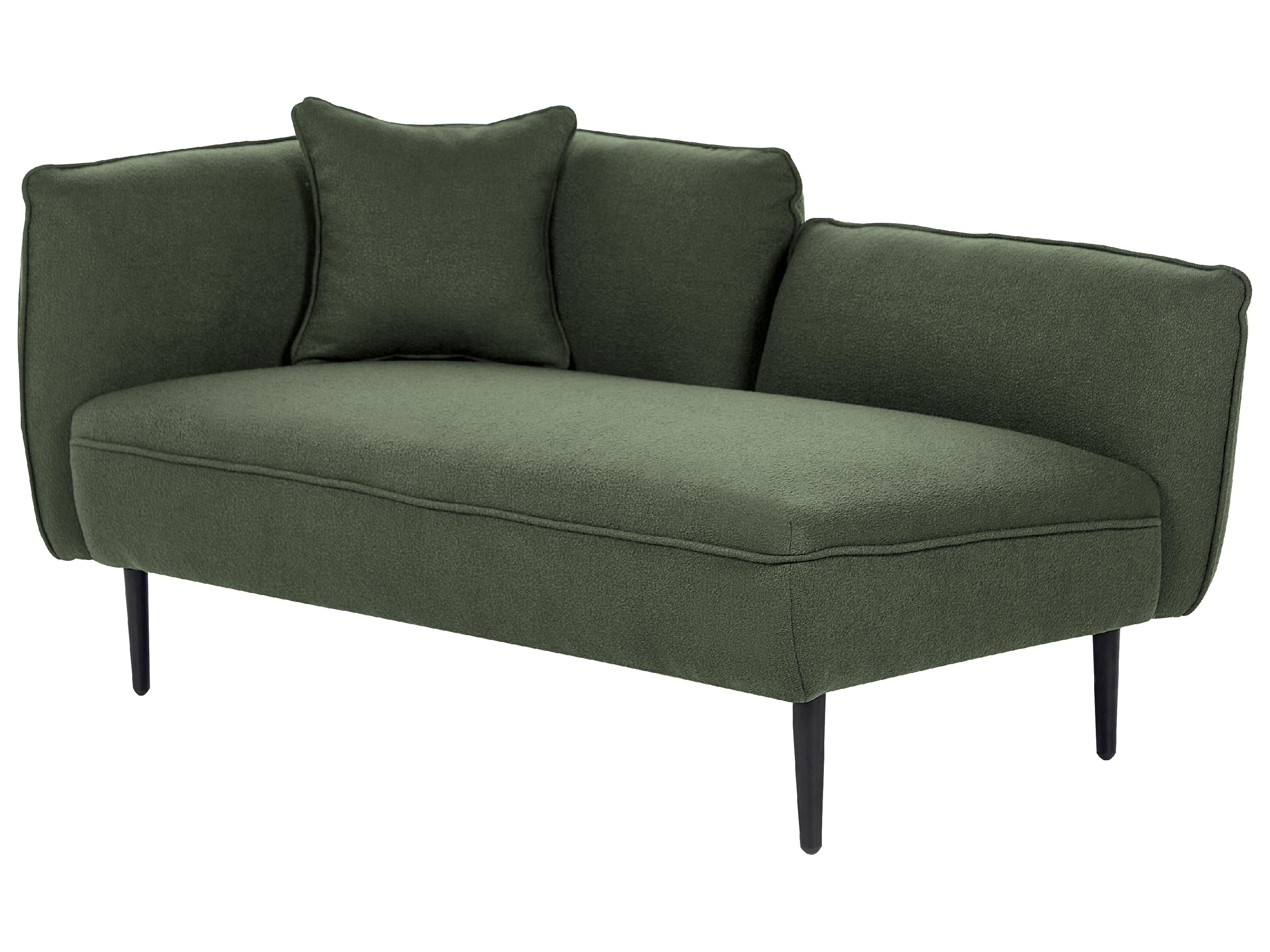 Linkszijdige chaise longue CHEVANNES Bouclé Donkergroen