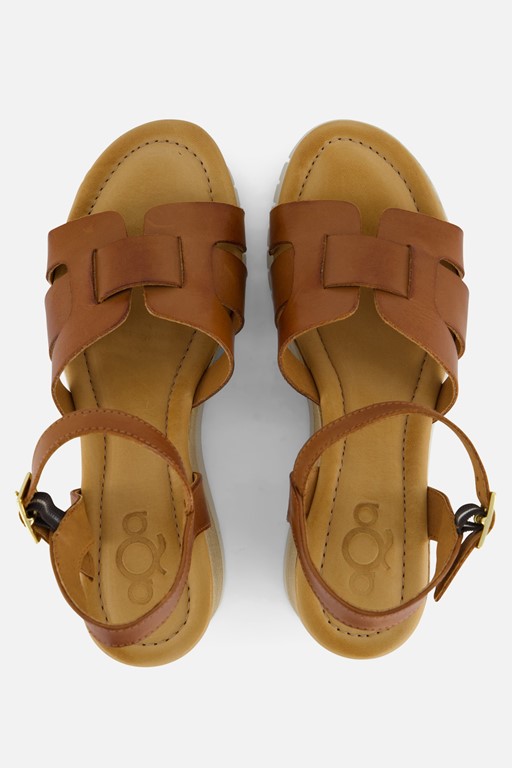 Aqa Sandalen met sleehak cognac Leer