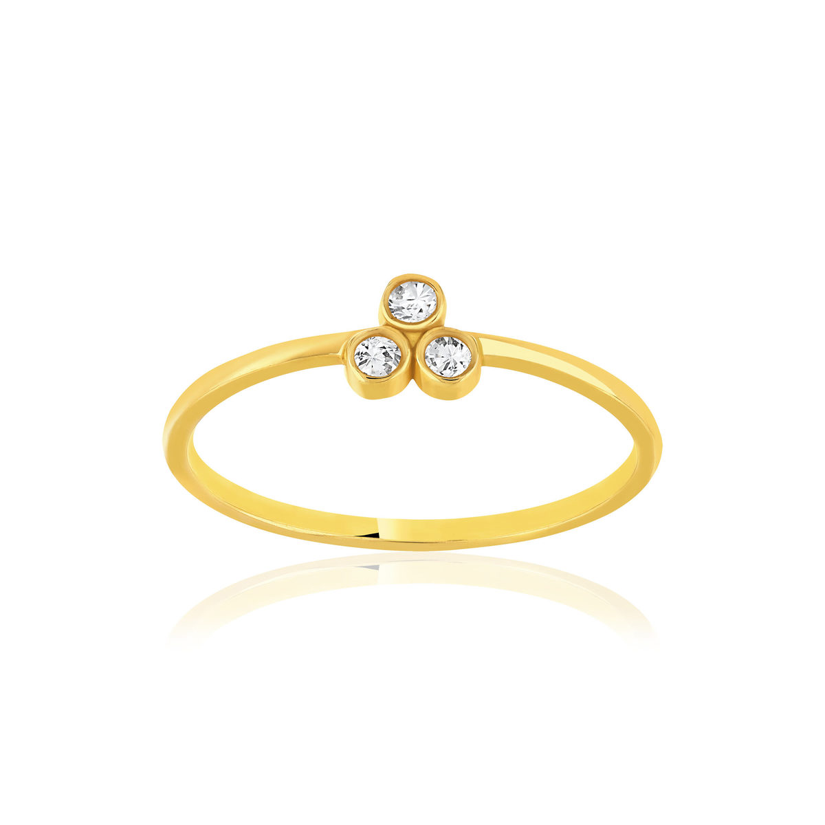 Bague or 375 jaune zirconias blancs