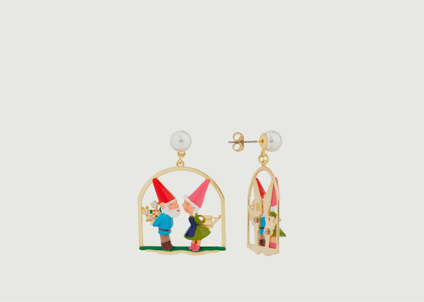 Boucles d'oreilles pendantes nains de jardin Champimignon N2