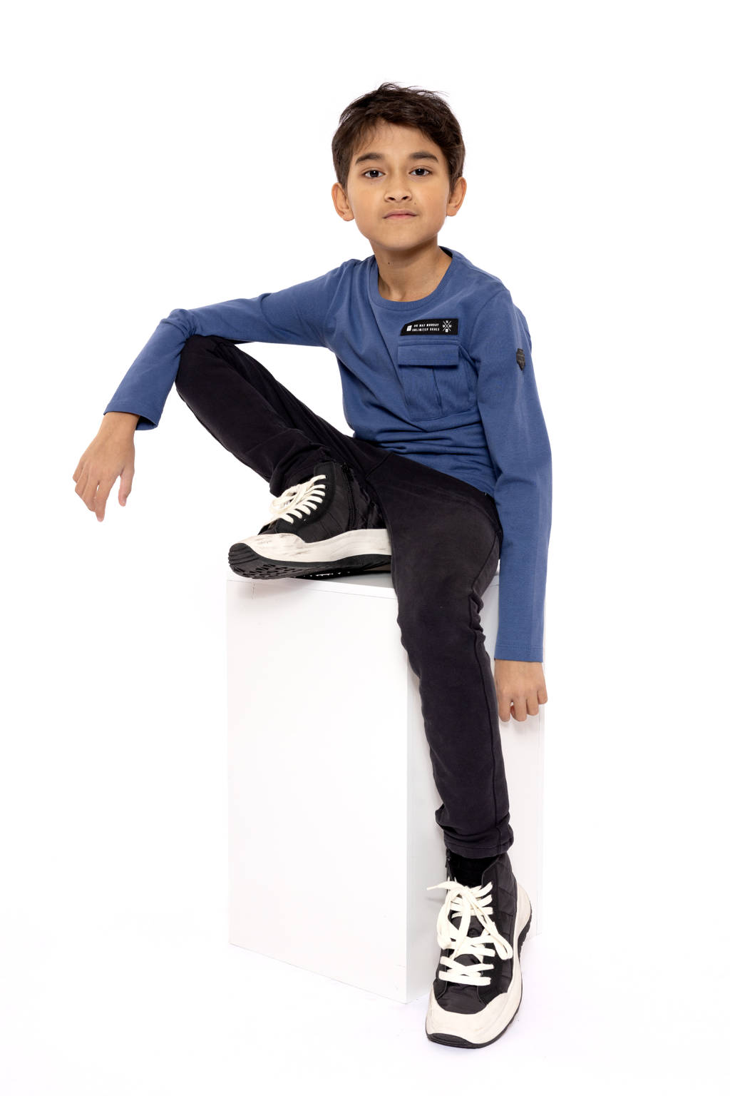 No Way Monday longsleeve kobalt blauw
