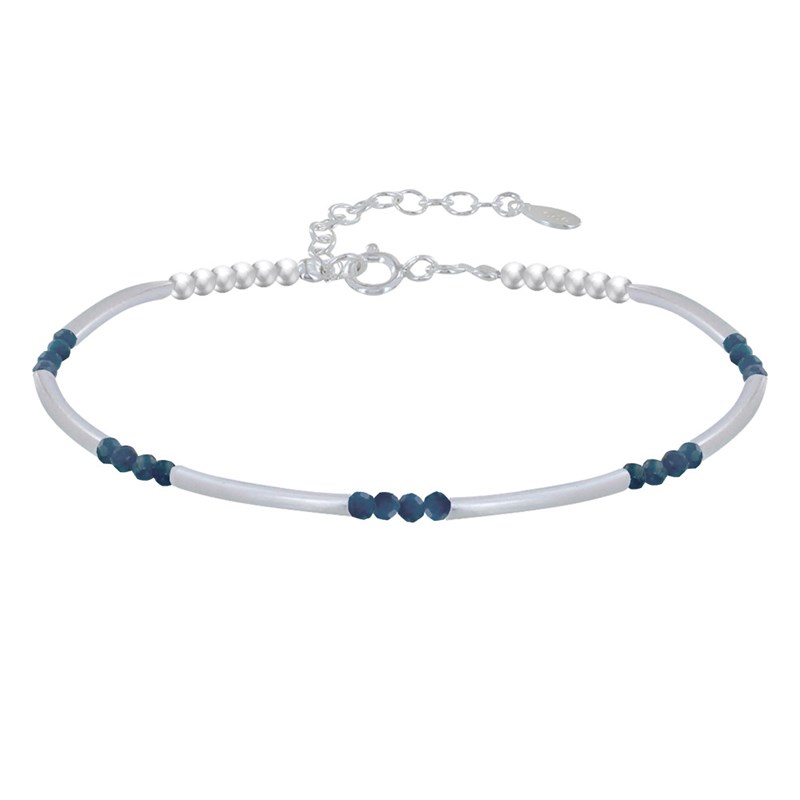 Bracelet Argent Tubes et Perles Facettées de Cyanite M3