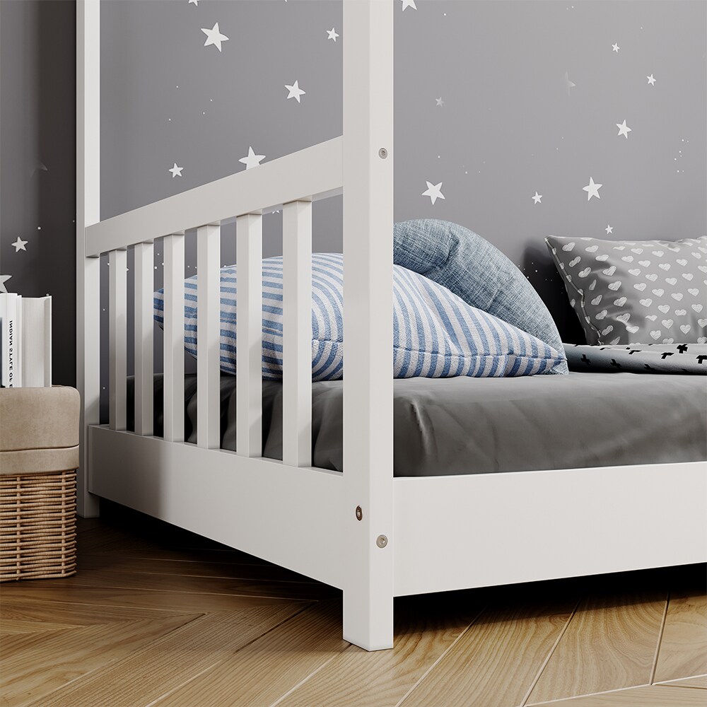 Vitalispa Kinderbett Bettenhaus Einzelbett FrederickeWeiß 160 x 80 cm modern Kinderzimmer Bett Lattenrost Rausfallschutz