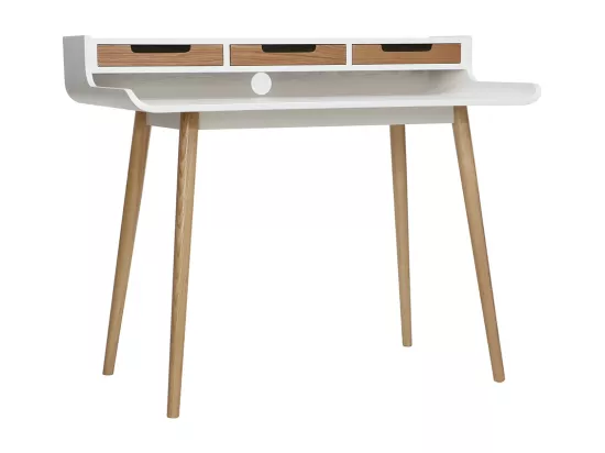 Bureau avec rangements scandinave bois clair et blanc L110 cm OPUS
